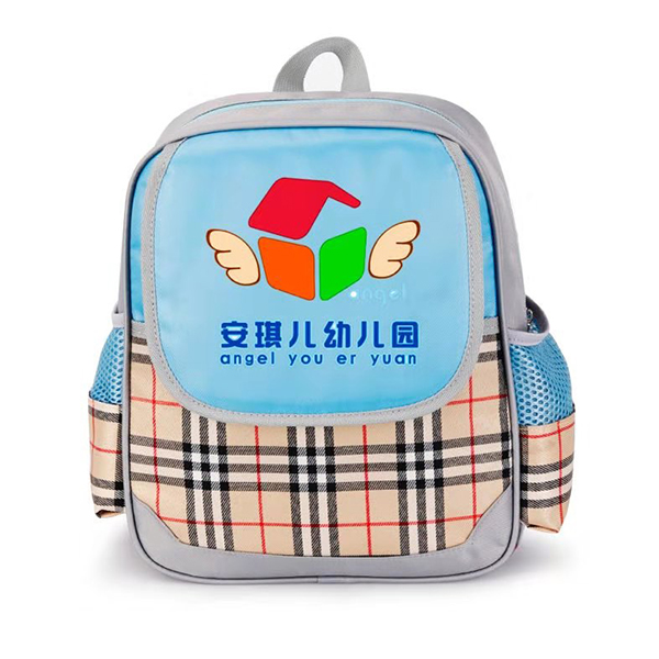 雙肩灰格子+藍(lán)色幼兒書包